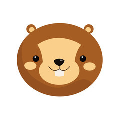 cute beaver icon over white background. colorful design. vector illustration