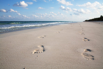 foot prints on beach