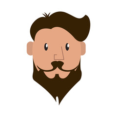 man with beard cartoon icon over white background. hipster lifestyle concept. colorful design. vector illustration