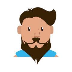man with beard cartoon icon over white background. hipster lifestyle concept. colorful design. vector illustration
