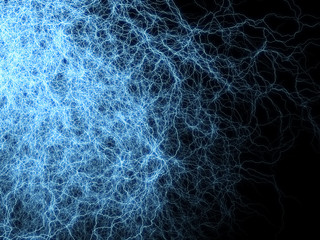 Branched Lightning Discharge - Blue Complex Plasm Threads