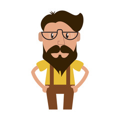 man with beard and glasses cartoon icon over white background. hipster lifestyle concept. colorful design. vector illustration