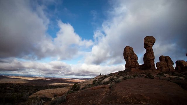 Timelapse in Arches National Park with Clouds moving