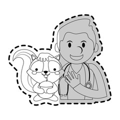 veterinarian with animal icon image vector illustration design 