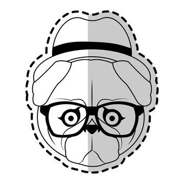 pug dog hipster animal icon image vector illustration design 