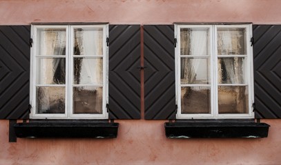 White frame window, Finnish style, Helsinki, Finland
