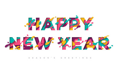 New Year typography Carving art