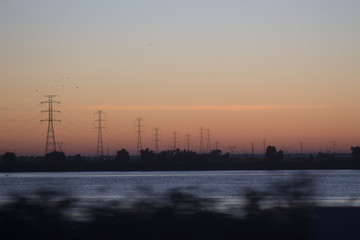 Electric towers in dawn