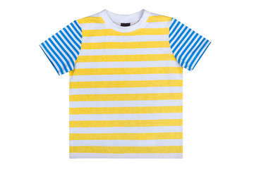 kidswear, striped summer undershirt isolated on a white background