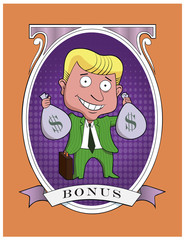 Naklejka premium Bonus / A business man celebrates a victory.