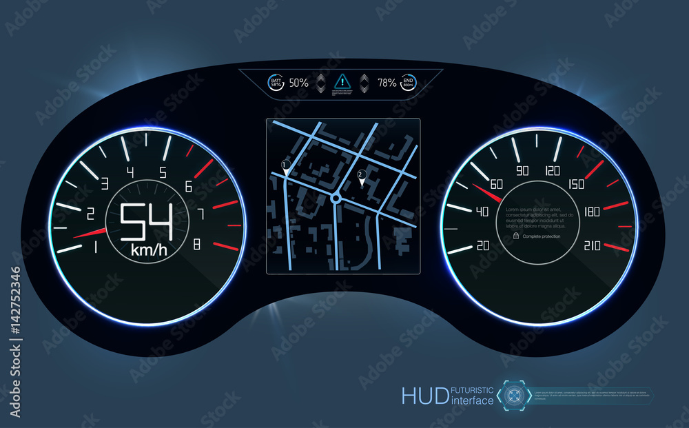 Poster car hud dashboard. abstract virtual graphic touch user interface. futuristic user interface hud and 