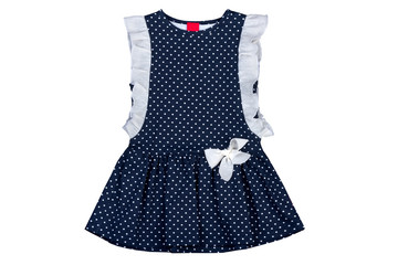clothes for children, a dress for little girls isolated on a white background