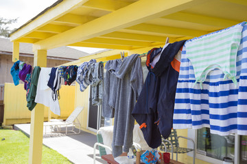 Laundry on Drying Clothesline in Hawaii