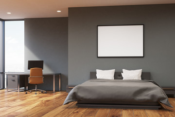 Dark gray wall bedroom, front