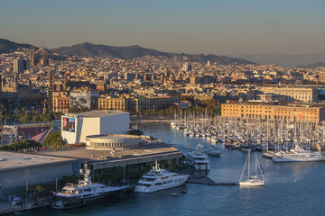 Fototapeta premium Seaport of Barcelona — city in Spain, capital of the Autonomous region of Catalonia and of the province. November 2007