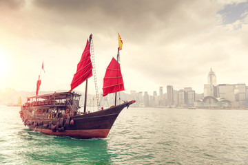 Sunrise Over Victoria Harbour in Hong Kong