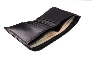 Black men's purse with money