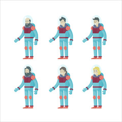 Colorful Flat Astronauts Set