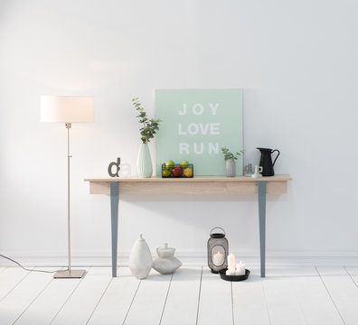 picture and desk and near home objects with lamp