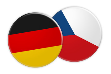 News Concept: Germany Flag Button On Czech Republic Flag Button, 3d illustration on white background