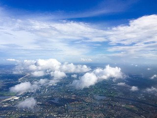 Cloud over the town in aerial view, Florida