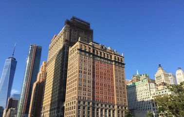 Buildings of Manhattan with blue sky, New York