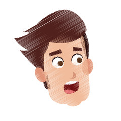 face of young man with open mouth  cartoon icon image vector illustration design 