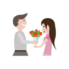 couple romantic beauty flowers image vector illustration eps 10
