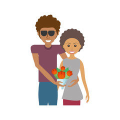 afroamerican couple romantic image vector illustration eps 10
