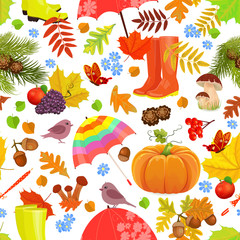 nice seamless texture with autumn and forest elements