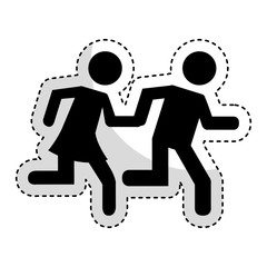 couple running silhouette icon vector illustration design