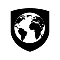 shield insurance with world planet isolated icon vector illustration design