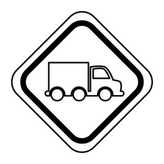 traffic signal with truck vehicle isolated icon vector illustration design