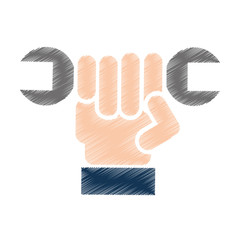 hand with wrench mechanic tool icon vector illustration design