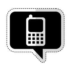 speech bubble with cellphone icon vector illustration design