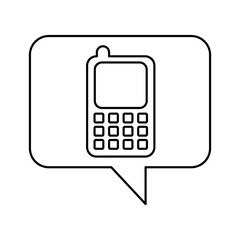speech bubble with cellphone icon vector illustration design