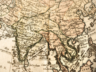 Fototapeta na wymiar アンティークの古地図　インドとインドシナ半島
