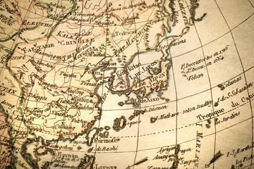 Fototapeta na wymiar アンティークの古地図　東アジア