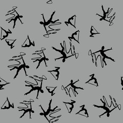 Gymnastic black seamless pattern 657