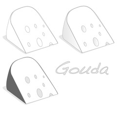 Isolated Gouda cheese  vector illustration on a white