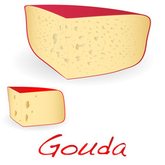 Isolated Gouda cheese  vector illustration on a white