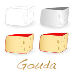Isolated Gouda cheese  vector illustration on a white