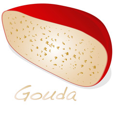 Isolated Gouda cheese on a white background