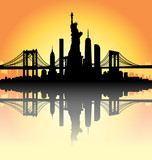 Sunset New York City skyline Vector
