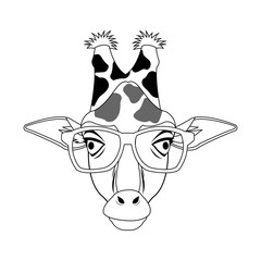 giraffe with glasses icon over white background. hipster style concept. vector illustration