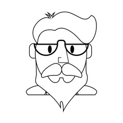 man with beard and glasses icon over white background. hipster style concept. vector illustration