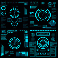 Obraz premium Futuristic blue virtual graphic touch user interface