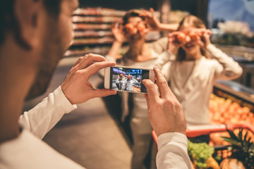 Family at the supermarket