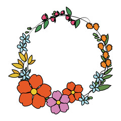 delicate assorted flower crown  icon image vector illustration design 