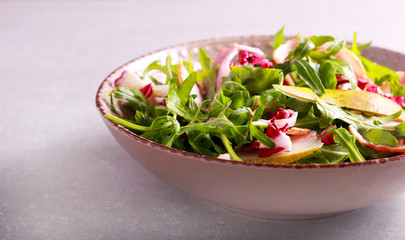 Rocket, bacon and pear salad